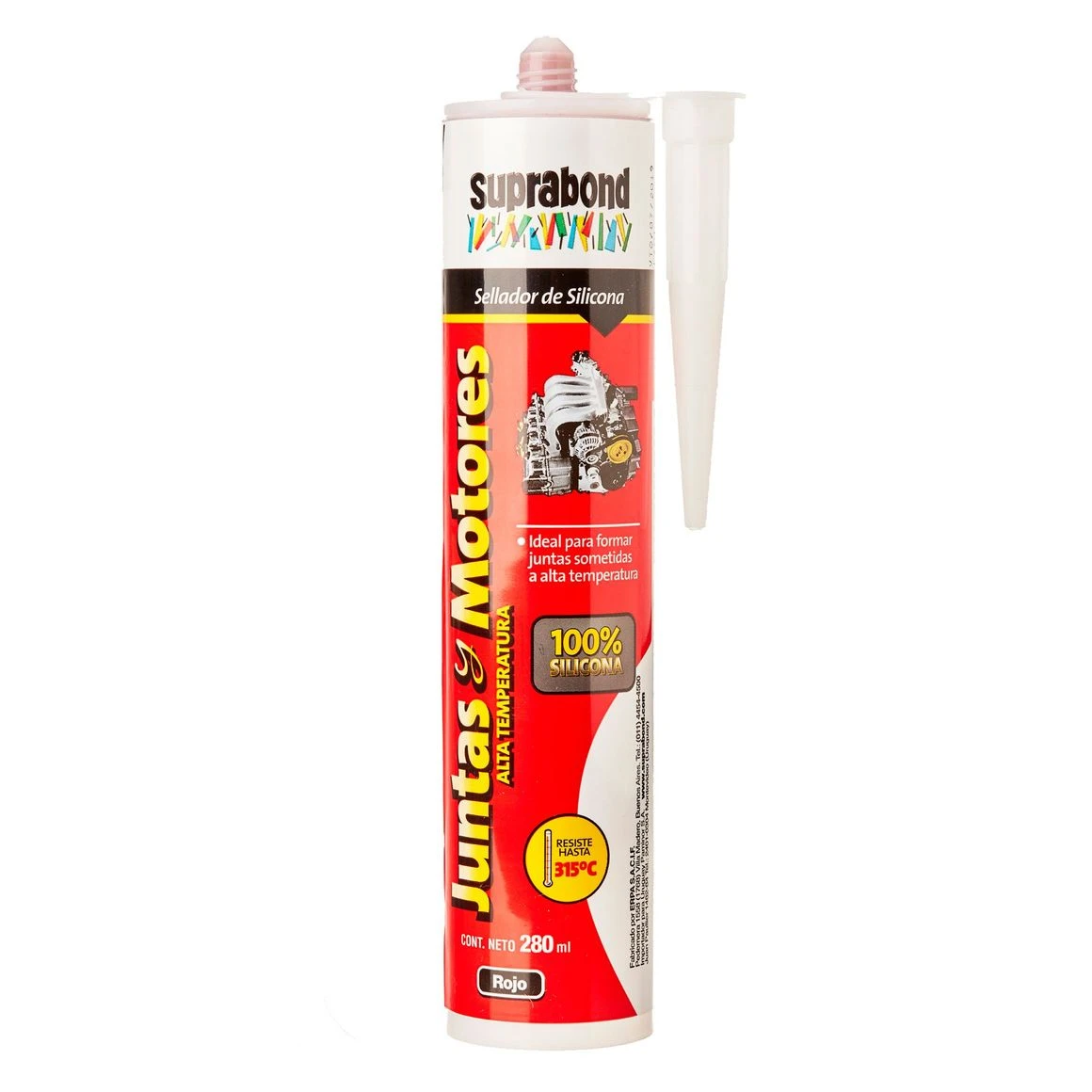 SUPRABOND SILICONA 100% - JUNTAS Y MOTORES - ROJO