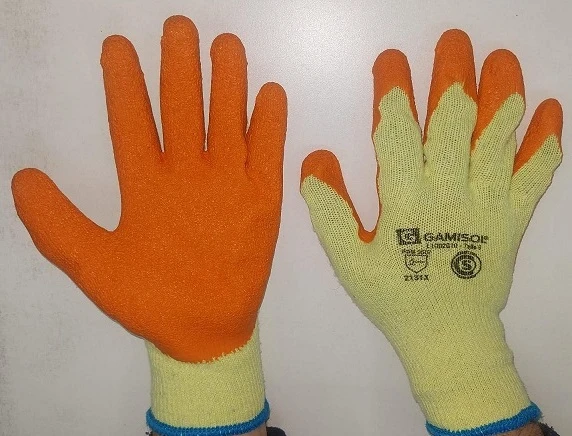 GUANTE POLIÉSTER BAÑADO LÁTEX RUGOSO VENTILADO PUÑO ELÁSTIZADO TALLE 9