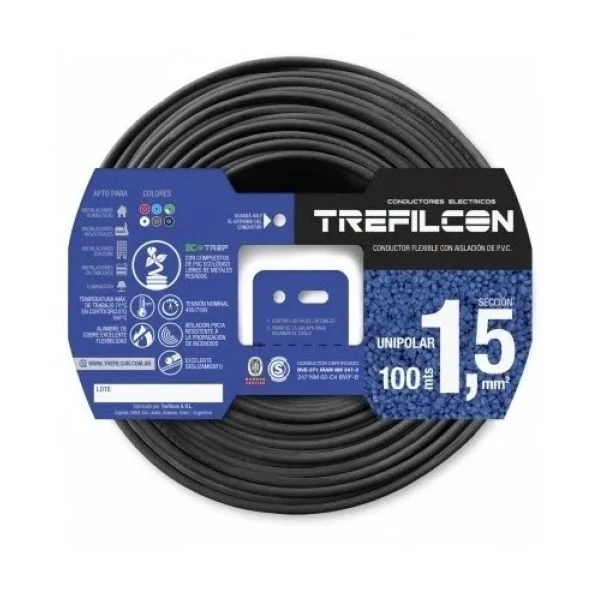 CABLE UNIPOLAR 1X1,50 MM - NEGRO