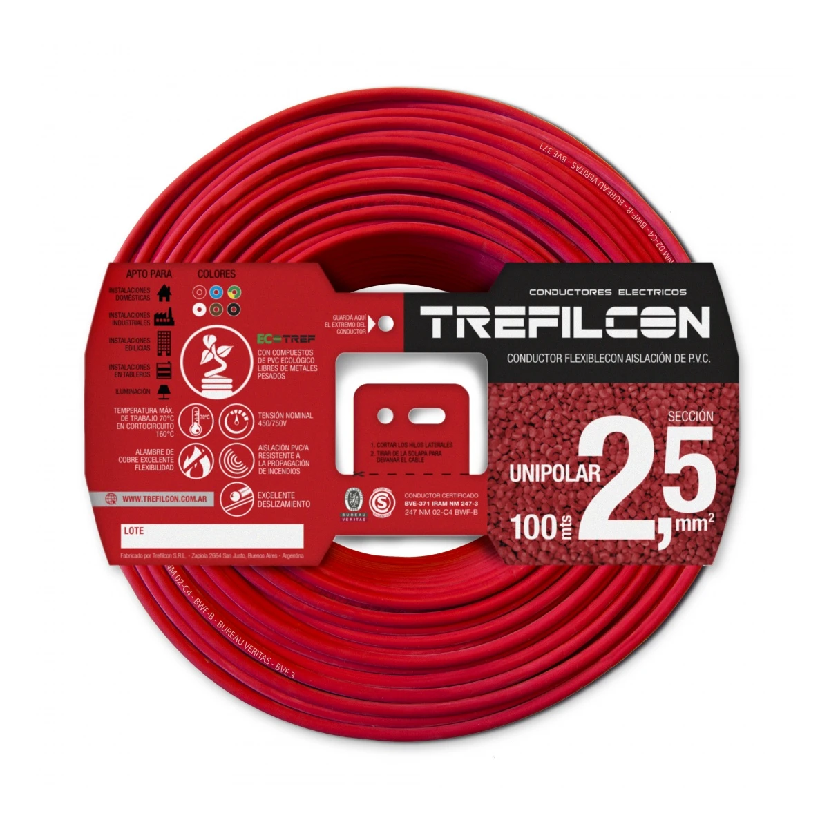 CABLE UNIPOLAR 1X2,50 MM ROJO